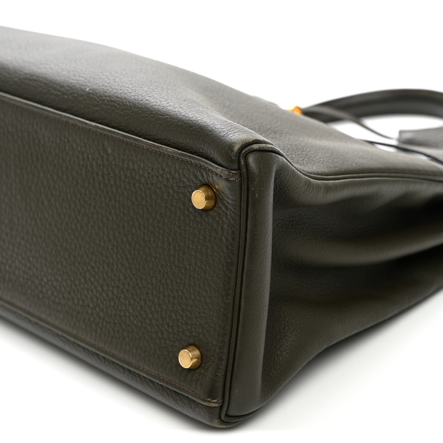 Hermes Vache Liegee Kelly Retourne 35 Vert Bronze 10 of 20