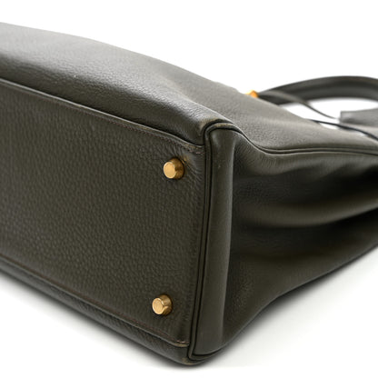 Hermes Vache Liegee Kelly Retourne 35 Vert Bronze 10 of 20