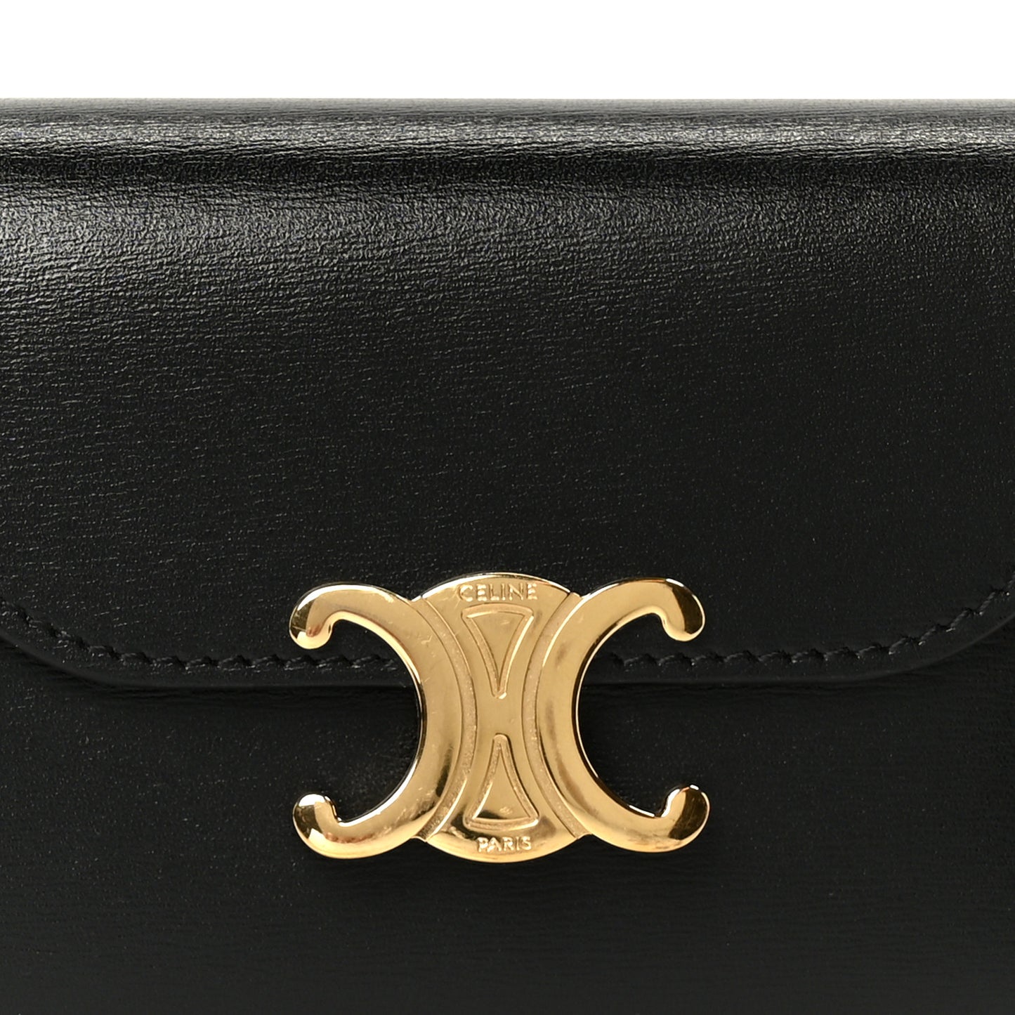 Shiny Smooth Lambskin Small Triomphe Wallet Black