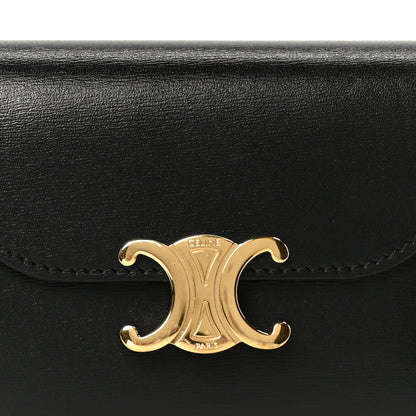 Celine Shiny Smooth Lambskin Small Triomphe Wallet Black 10 of 10