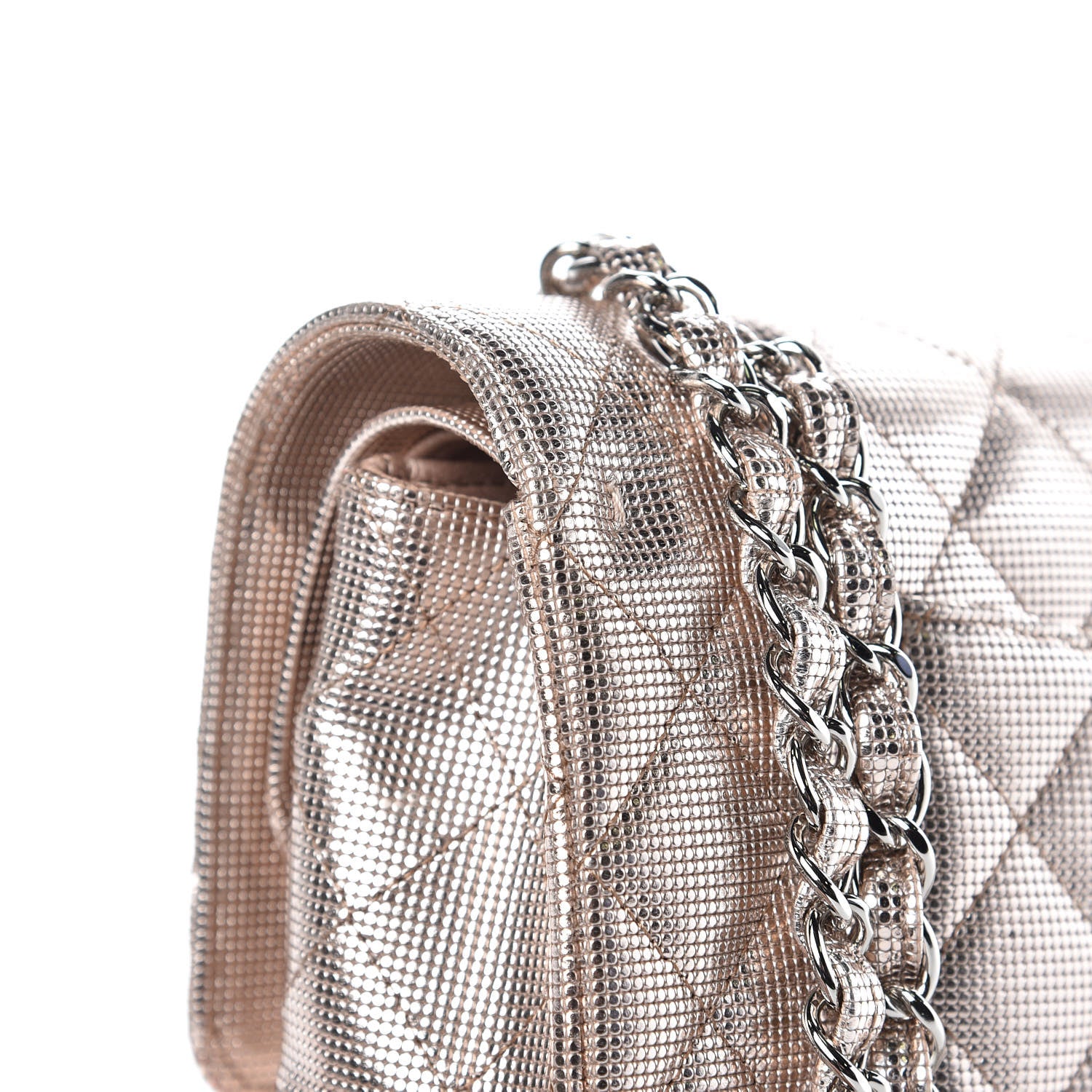 Chanel Metallic Calfskin Pixel Effect Medium Double Flap Pinky Gold 11 of 12
