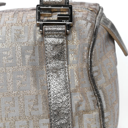 Fendi Metallic Jacquard Zucchino Mini Forever Boston Gold Silver 31 of 41