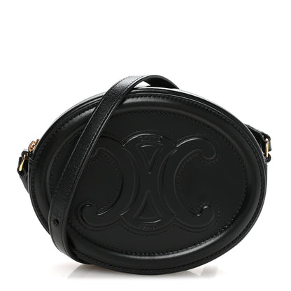 Celine Smooth Calfskin Cuir Small Triomphe Oval Crossbody Purse Black 1 of 10