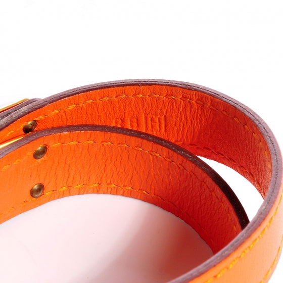 Hermes Tadelakt Leather Kelly Double Tour Bracelet Orange 4 of 7