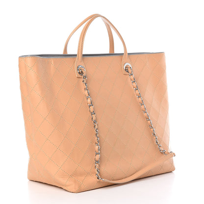 Chanel Calfskin Stitched Large Shopping Tote Beige 3 of 19