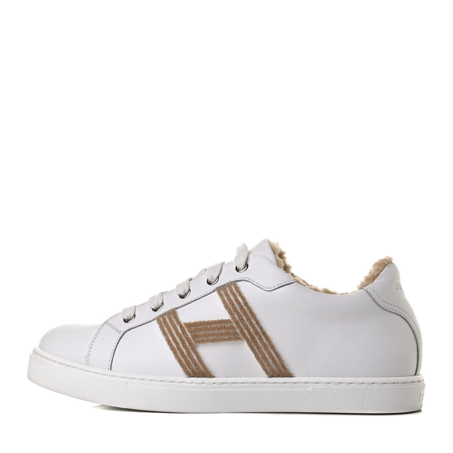 Calfskin Shearling Womens Avantage Sneakers 39.5 White Ecru
