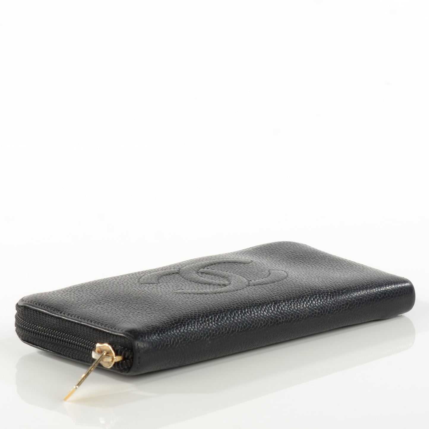 Caviar Large Timeless CC Zip Around Wallet Black