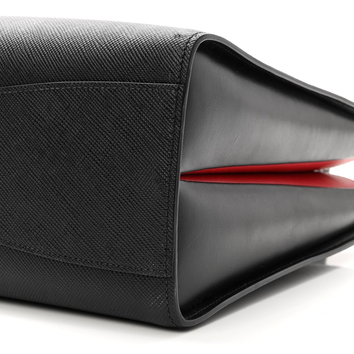 Prada Saffiano City Calfskin Large Bibliothèque Top Handle Black Fuoco 9 of 11