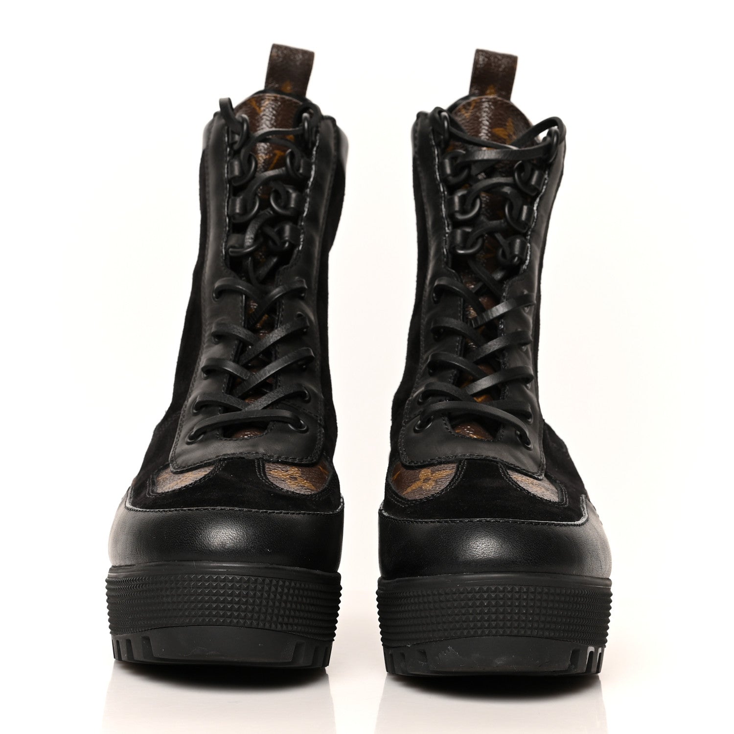 Louis Vuitton Suede Calfskin Monogram Laureate Platform Desert Boots 38 Black 2 of 7