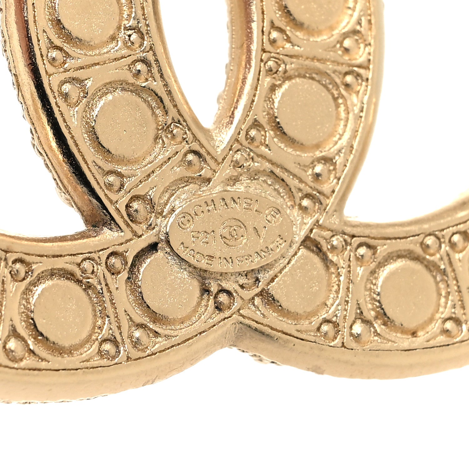 Chanel Metal Crystal Graduated Pearl CC Brooch Gold 3 of 4