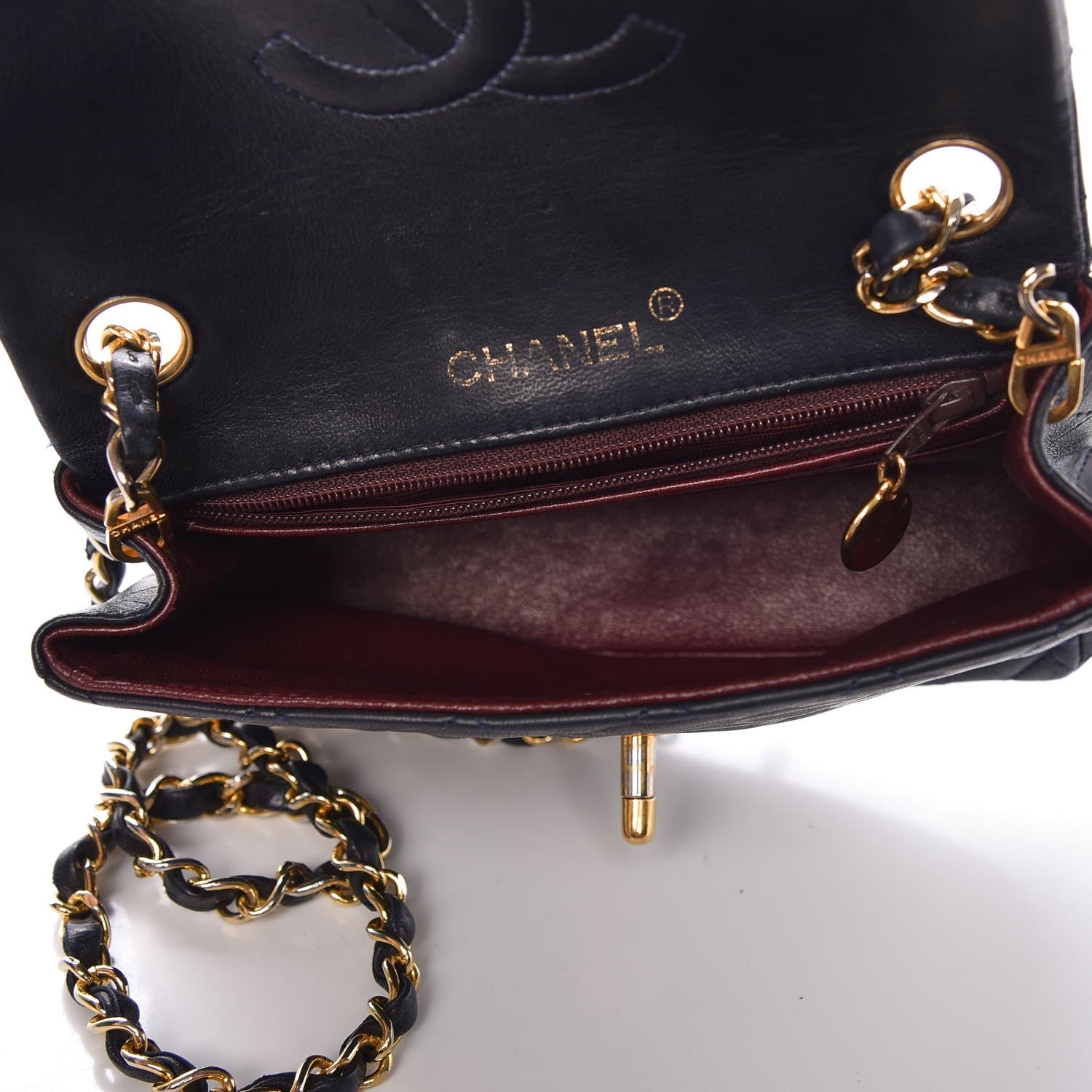 Chanel Lambskin Quilted Mini Square Flap Bag Navy 5 of 12