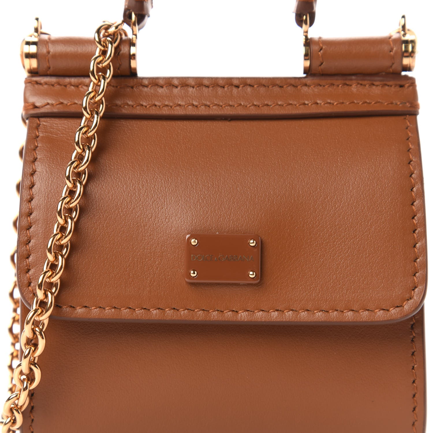 Dolce & Gabbana Calfskin Micro 58 Miss Sicily Satchel Brown 9 of 10
