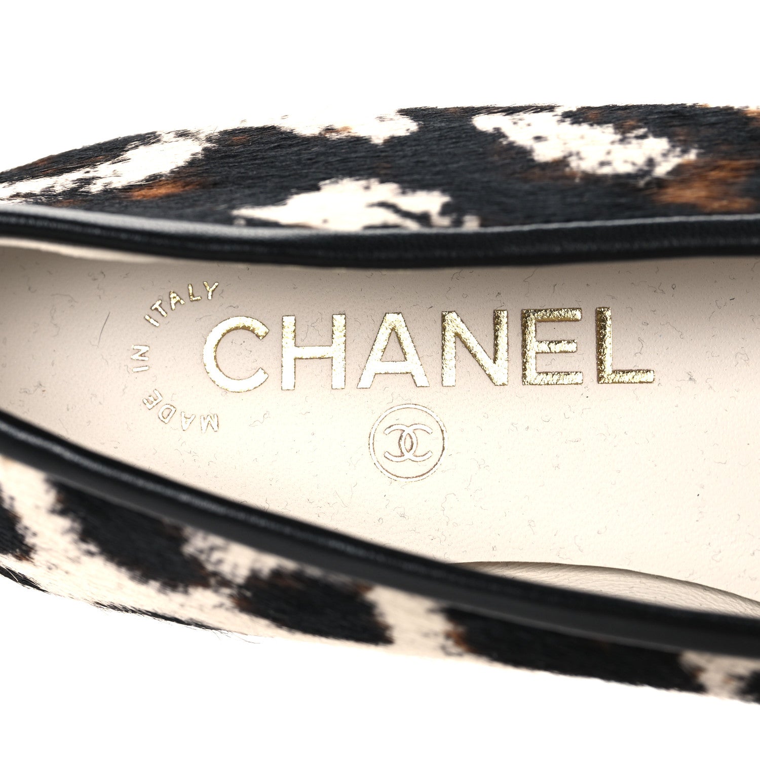 Chanel Pony Hair Calfskin Cap Toe CC Ballerina Flats 36 White Brown Black 9 of 10