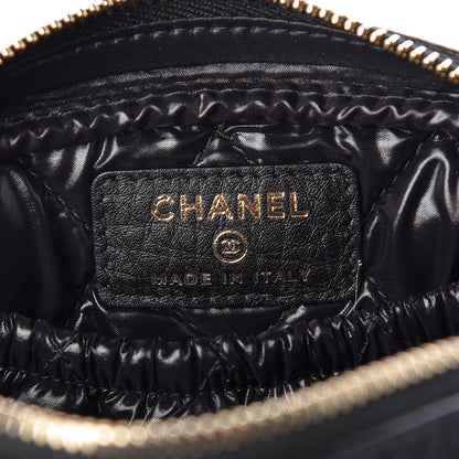 Chanel Calfskin Quilted Small Curvy Pouch Cosmetic Case Black 6 of 8