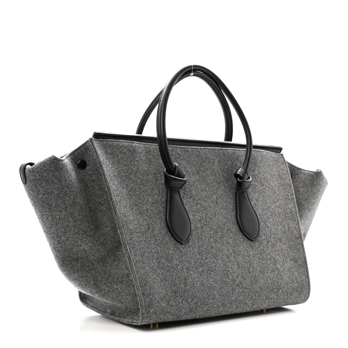 Felt Calfskin Medium Tie Knot Tote Grey Black