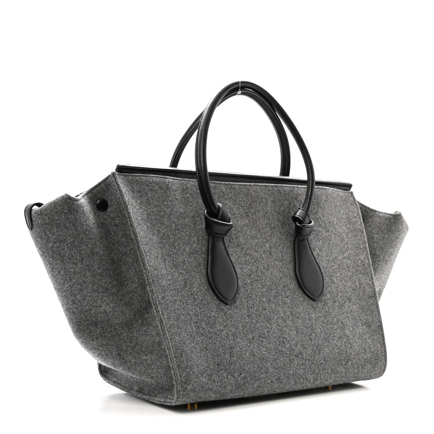 Celine Felt Calfskin Medium Tie Knot Tote Grey Black 3 of 17