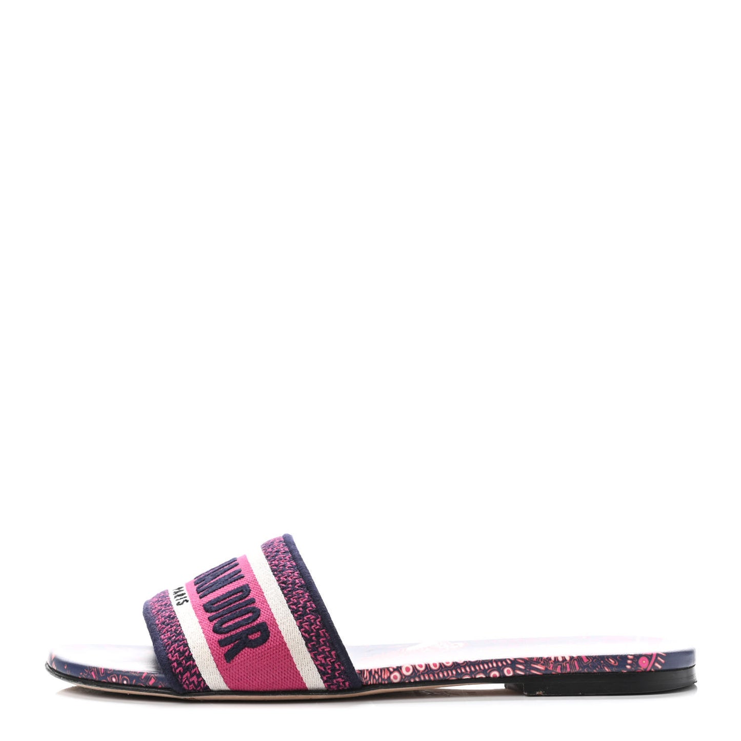 Canvas Embroidered Animals Dway Mules Slide Sandals 38 Deep Blue Fuchsia