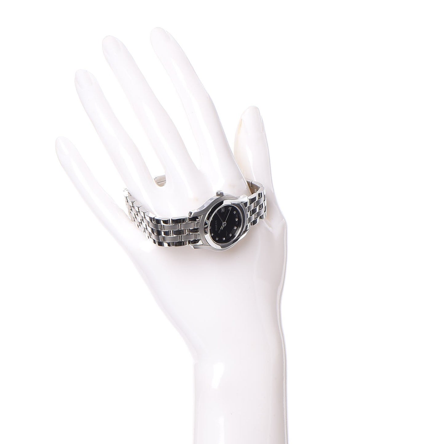 Stainless Steel Diamond 27mm 5500L Quartz Watch Black