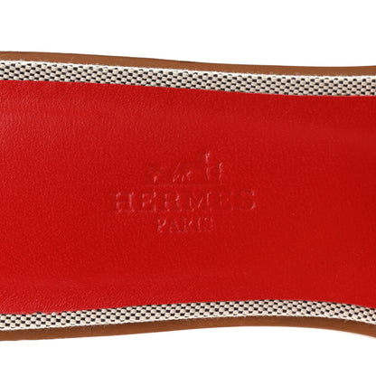 Hermes Canvas Calfskin Oran Sandals 37 Prunoir Rouge A Levre 7 of 7