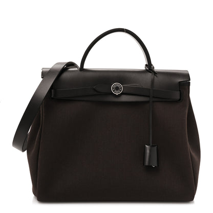 Hermes Military Toile Vache Hunter Herbag Zip Retourne 31 PM Black Ebene 3 of 10