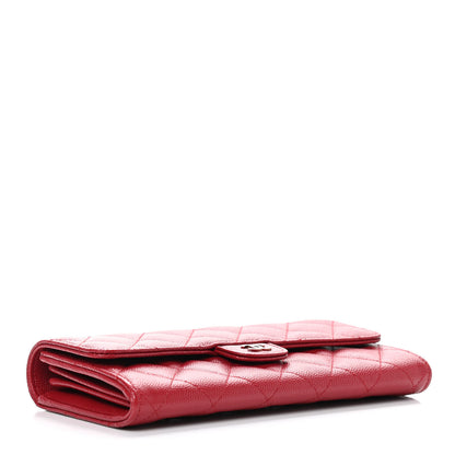 Chanel Caviar Quilted Large Gusset Flap Wallet Dark Red 4 of 9