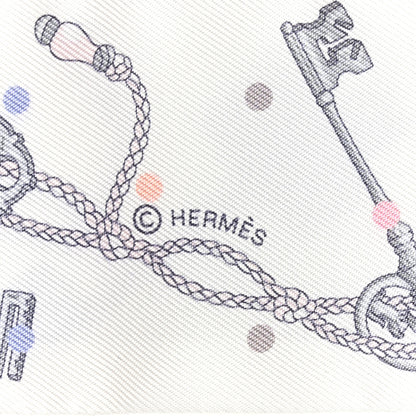 Hermes Silk Les Cles A Pois Twilly White Gris Acier 4 of 4