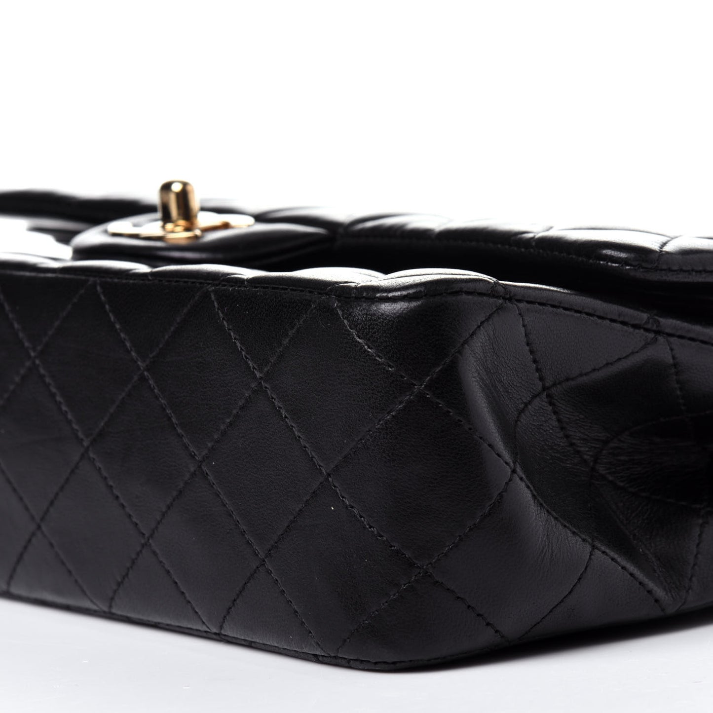 Lambskin Quilted Medium Double Flap Black