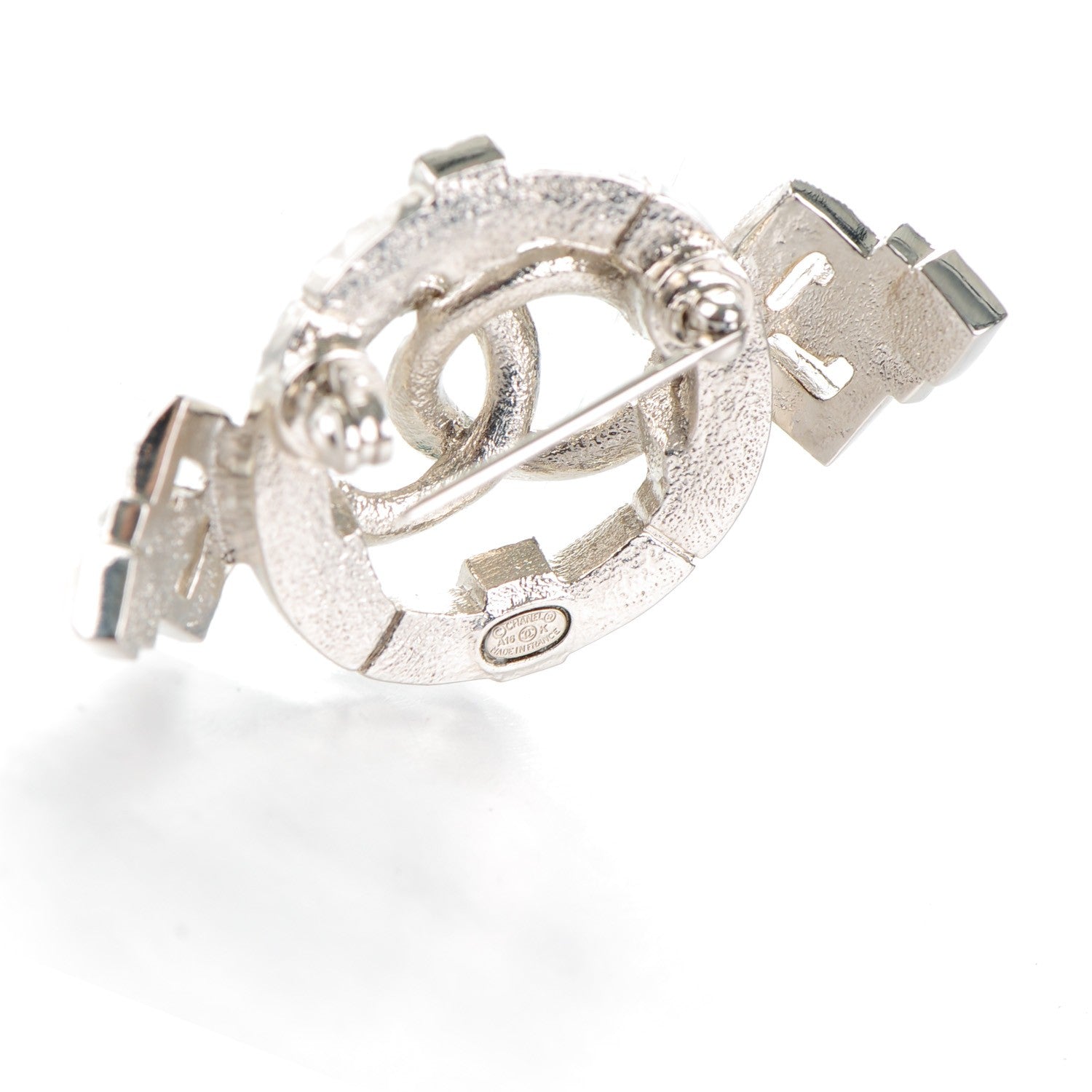 Chanel Baguette Crystal CC Brooch Silver Blue 3 of 4