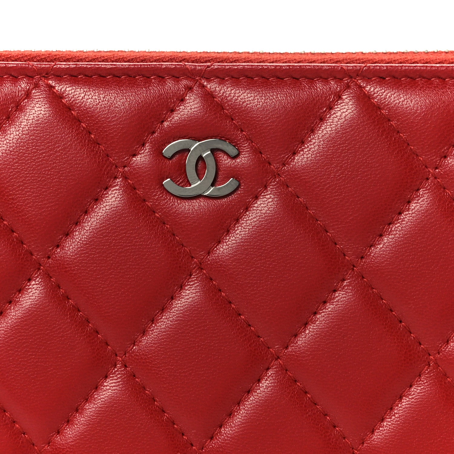 Chanel Lambskin Quilted Travel Case Red 9 of 10