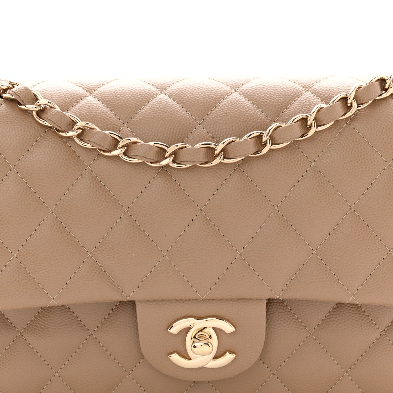 Chanel Caviar Quilted Medium Double Flap Beige 8 of 12