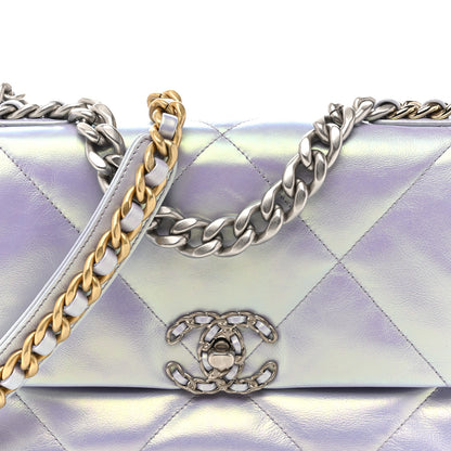 Chanel Iridescent Calfskin Quilted Medium Chanel 19 Flap Light Purple Blue 8 of 11