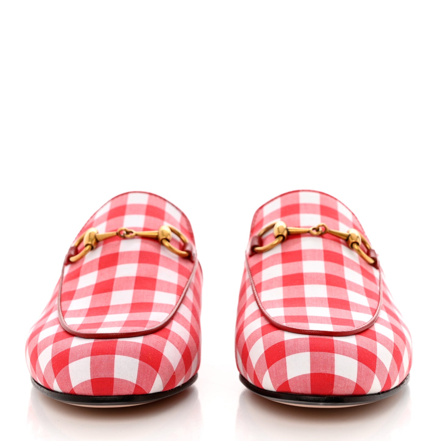 Cotton Gingham Womens Princetown Slippers 35 White Red