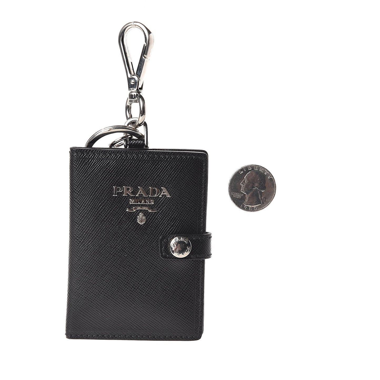 Saffiano Card Case Key Ring Black