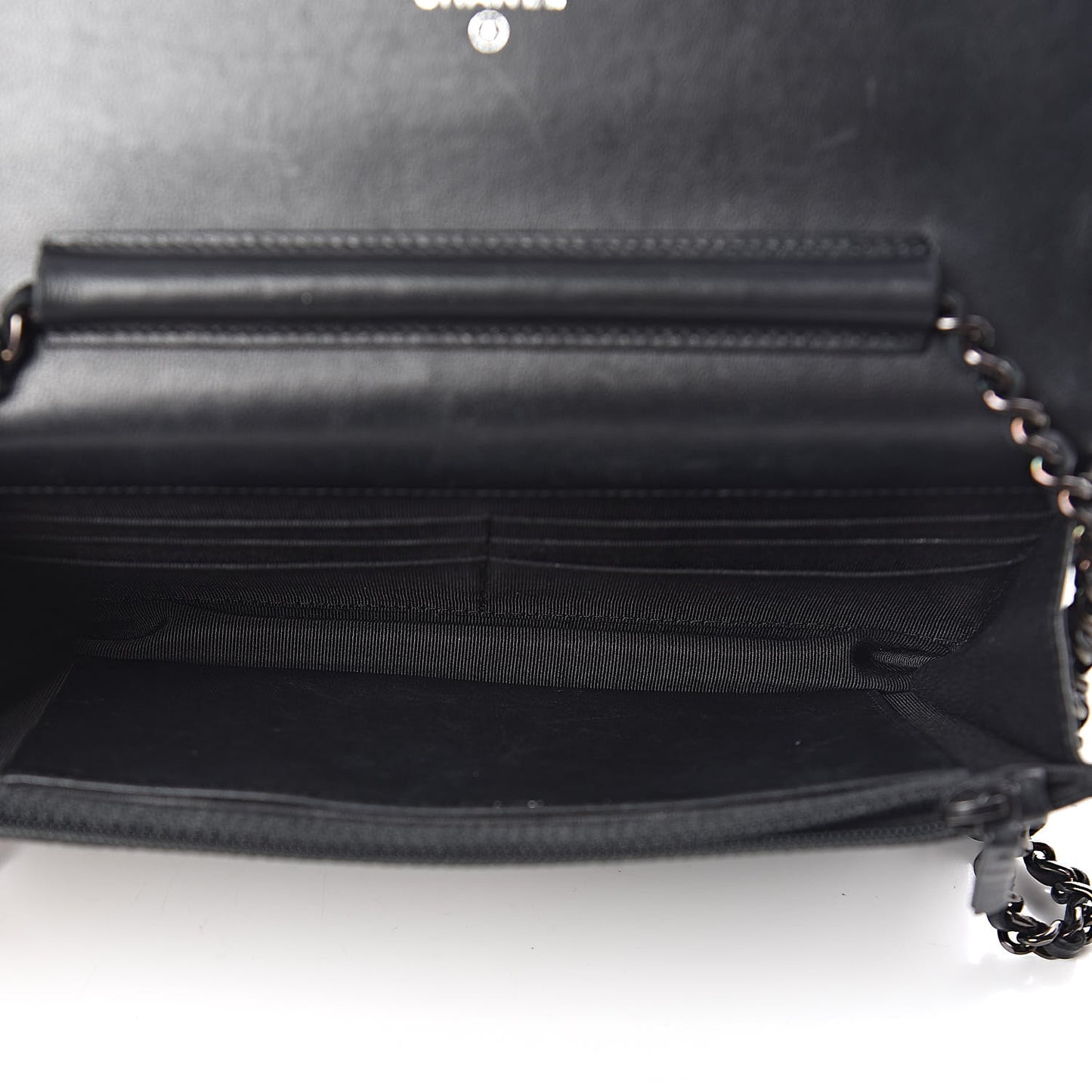 Lambskin Chevron Quilted Wallet On Chain WOC So Black