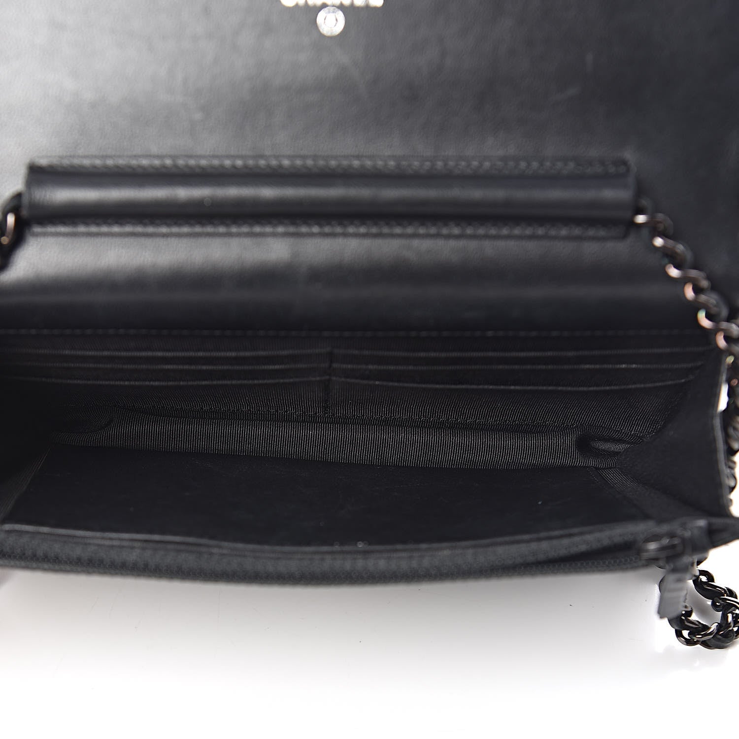 Chanel Lambskin Chevron Quilted Wallet On Chain WOC So Black 5 of 11