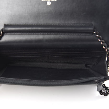 Chanel Lambskin Chevron Quilted Wallet On Chain WOC So Black 5 of 11