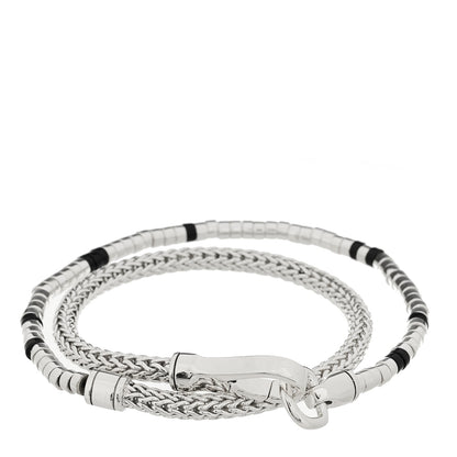 John Hardy Sterling Silver Black Onyx Heishi Double Wrap Bracelet 1 of 3