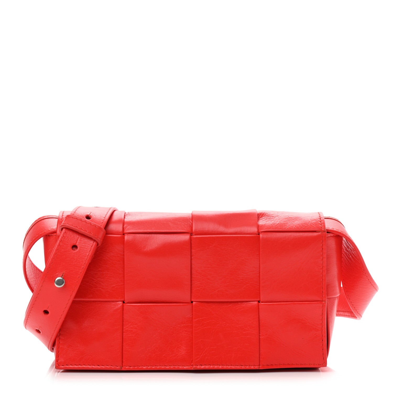 Bottega Veneta Paper Calfskin Maxi Intreccio The Belt Cassette Bag Bright Red 1 of 10
