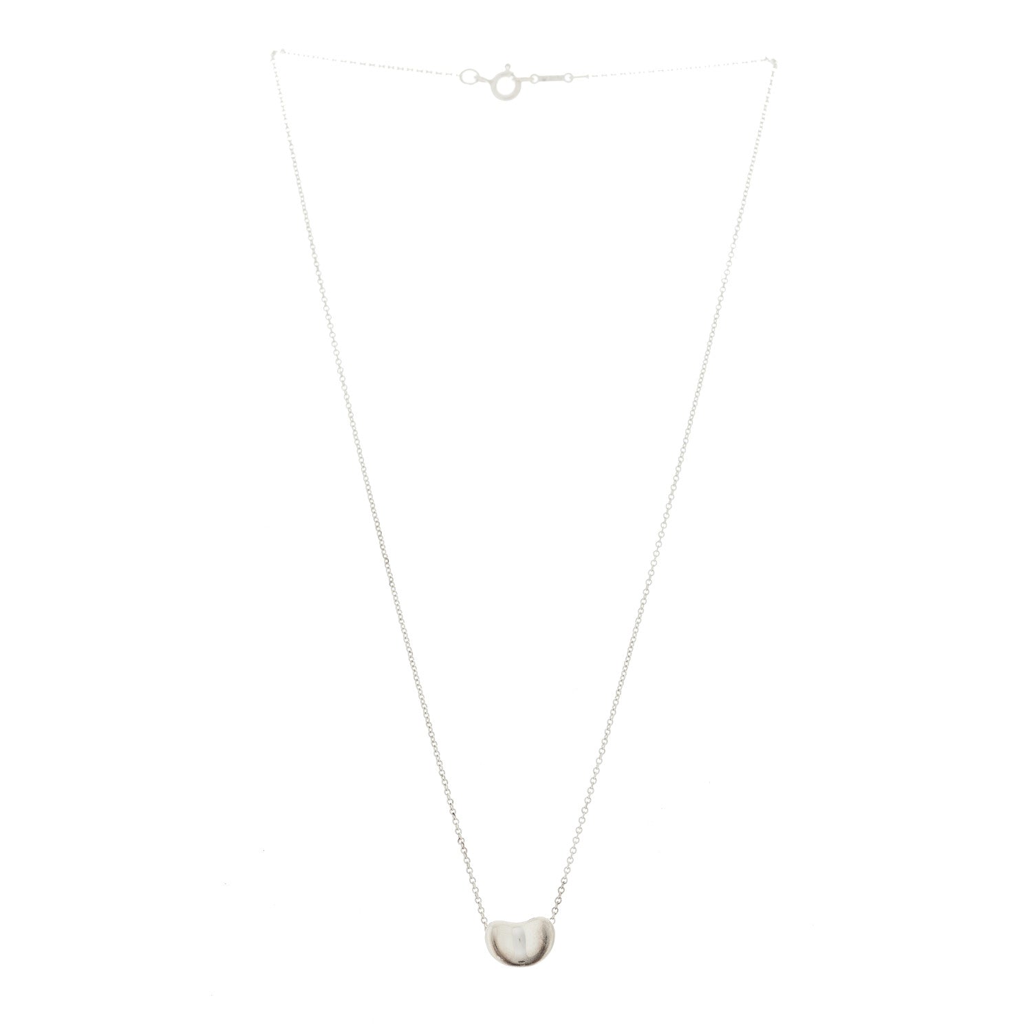 Tiffany Sterling Silver 11mm Elsa Peretti Bean Pendant Necklace 3 of 5