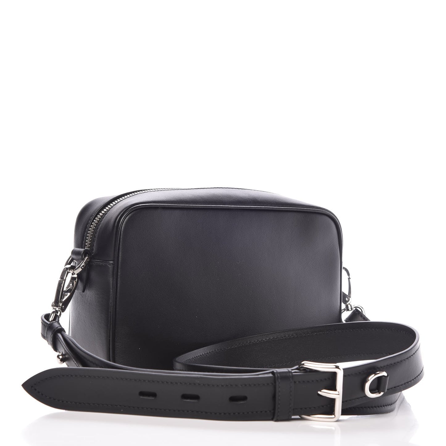 City Calfskin Racing Logo Camera Bag Black Fuxia