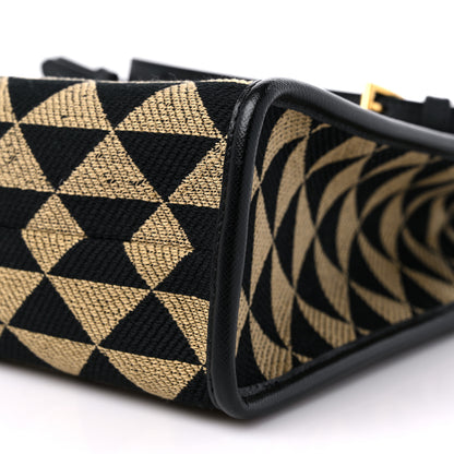 Prada Jacquard Saffiano Triangolo Symbole Embroidered Small Tote Black Corda 8 of 8