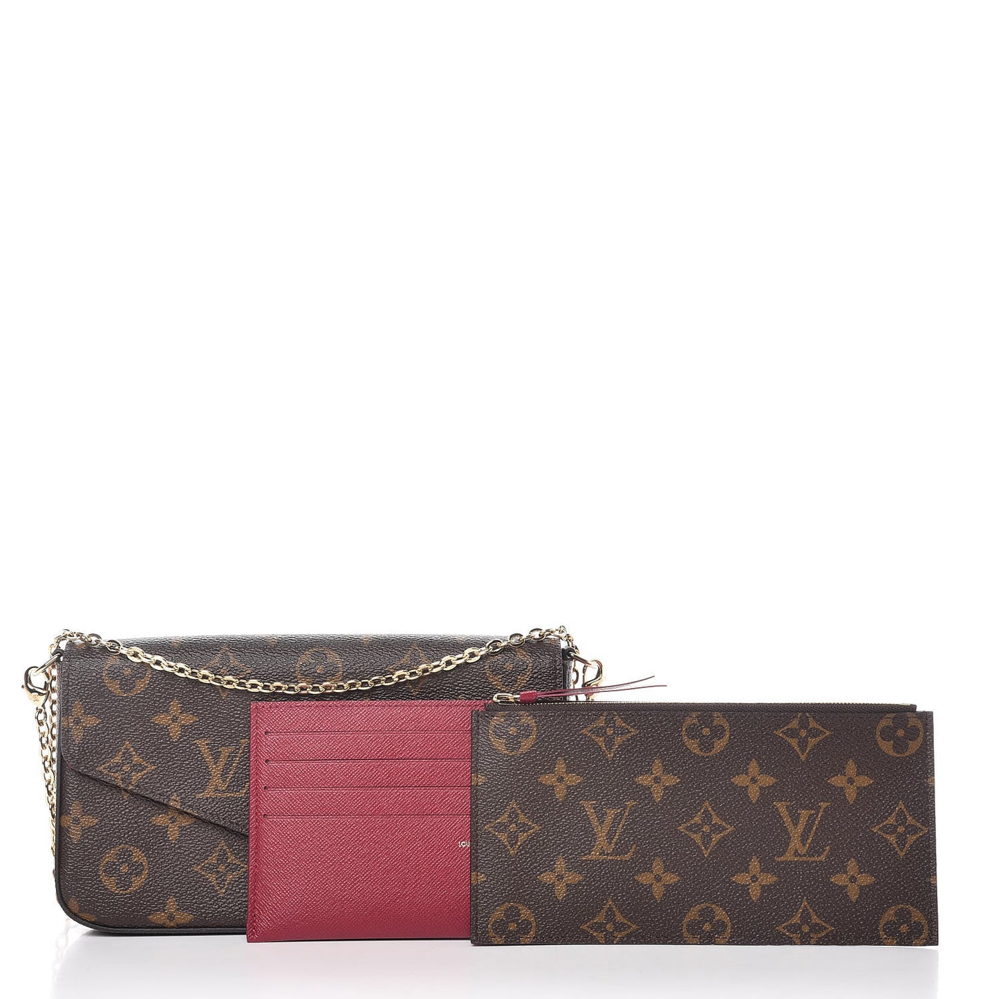Monogram Pochette Felicie Chain Wallet Fuchsia