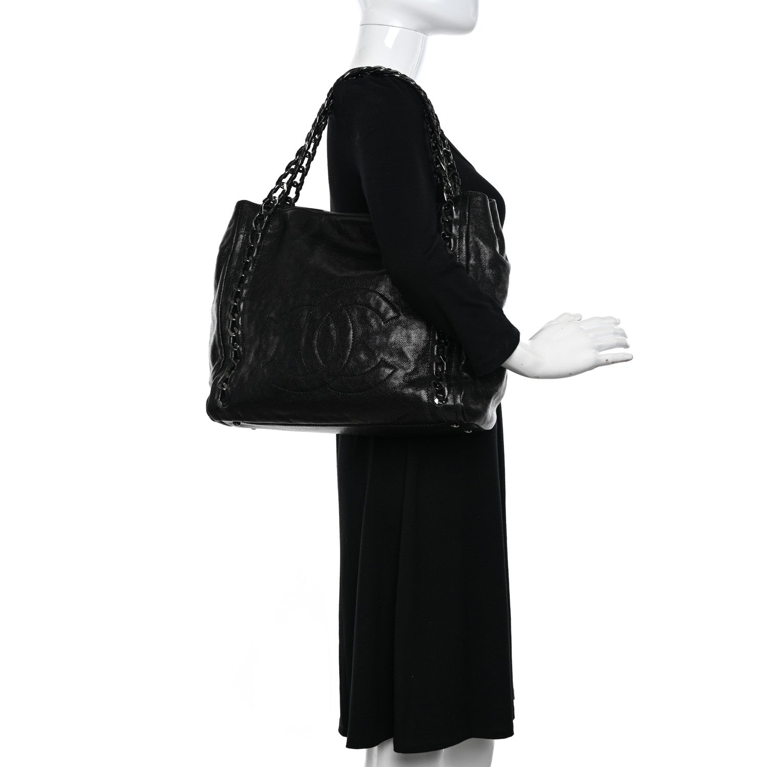 Chanel Glazed Calfskin Modern Chain Tote Black 2 of 12