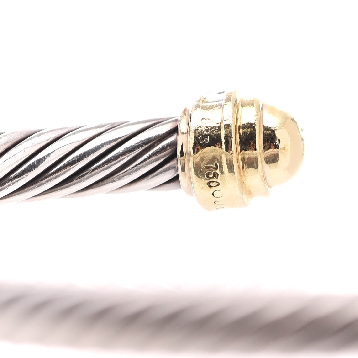 David Yurman Sterling Silver 18K Yellow Gold Diamond 5mm Cable Classics Bracelet 5 of 5