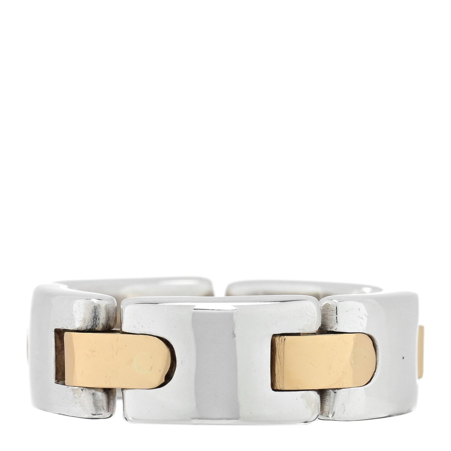 Sterling Silver 18K Yellow Gold Link Ring 50 5.25