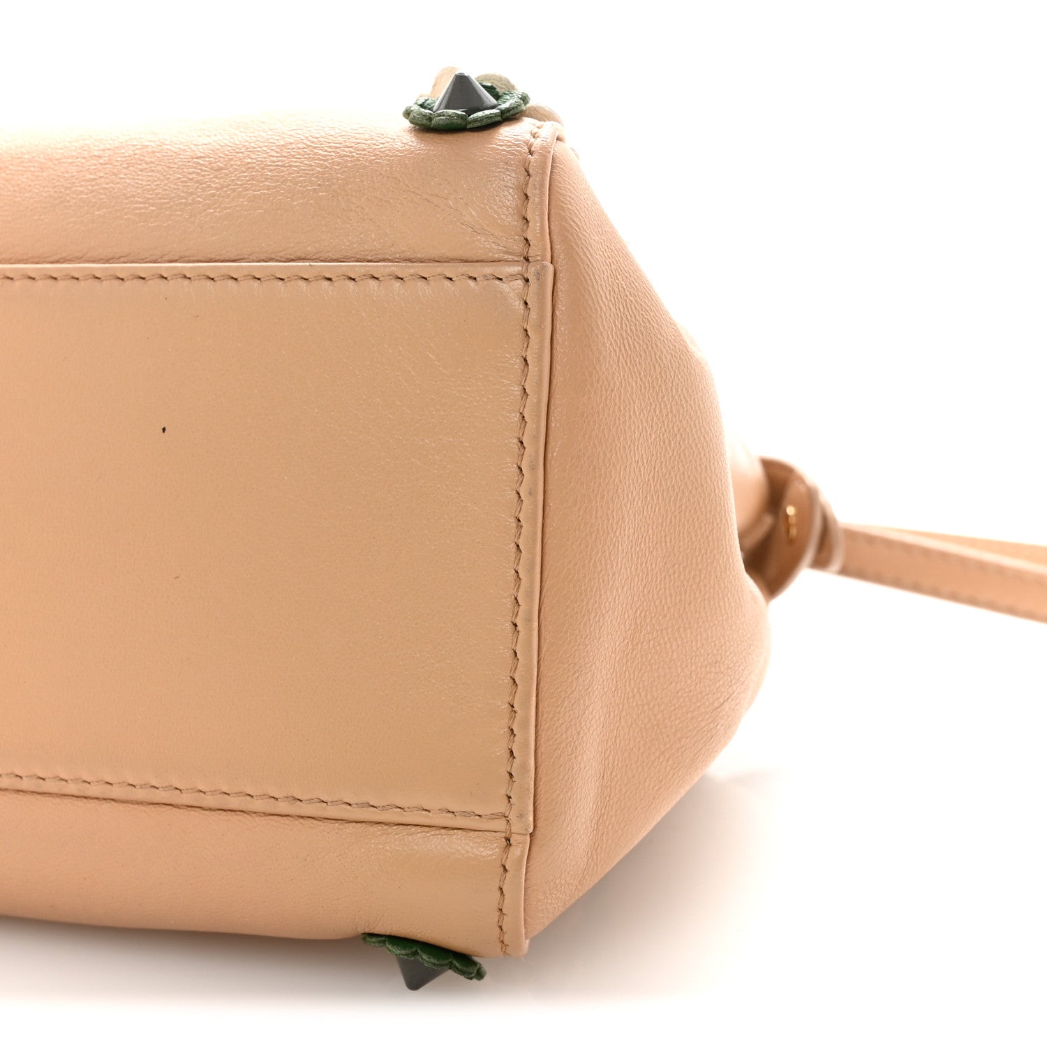 Fendi Nappa Flowerland Mini Peekaboo Iconic Satchel Miele Scuro