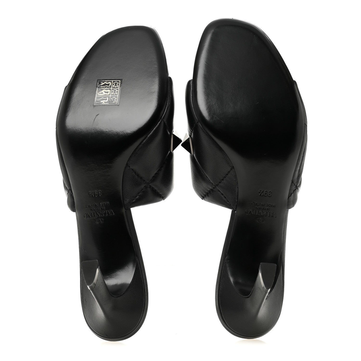 Valentino Garavani Nappa Quilted Monochrome Roman Stud 65mm Slide Sandals 39.5 Black 6 of 10