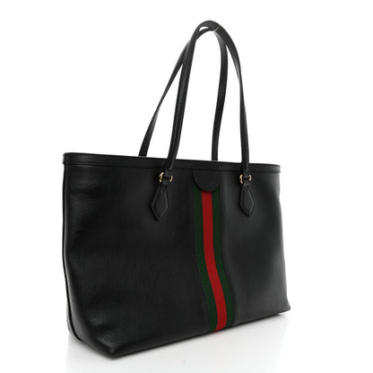 Gucci Textured Calfskin Web Medium Ophidia Shopping Tote Black 3 of 10