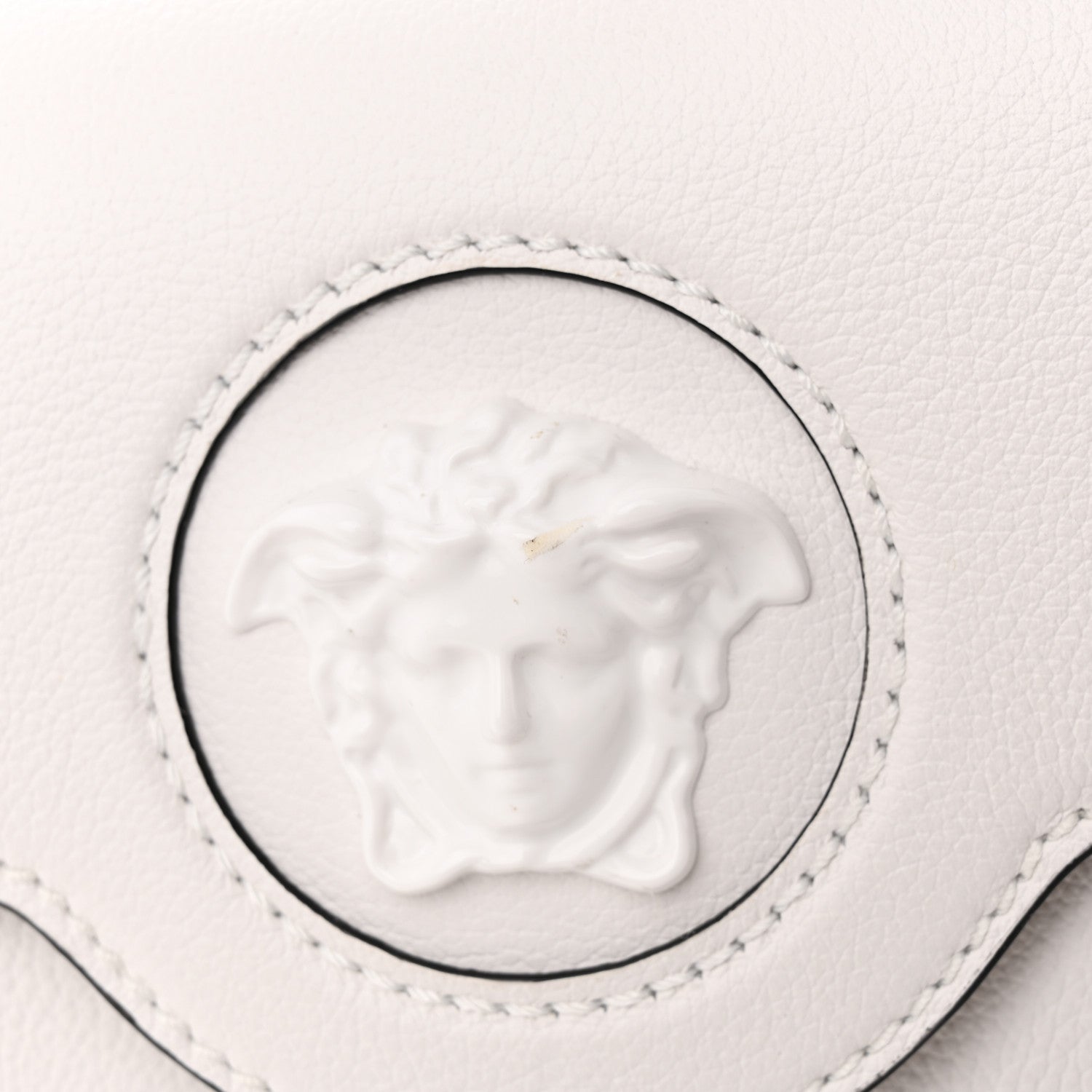 Versace Calfskin Medium La Medusa Top Handle Handbag Optical White 13 of 13
