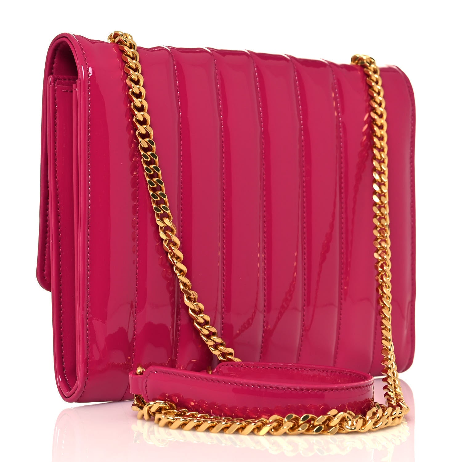 Saint Laurent Patent Matelasse Monogram Small Vicky Chain Bag Bubblegum 3 of 12